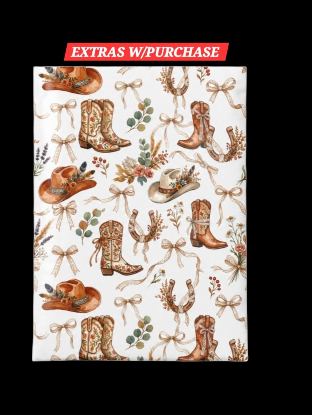 15ct. 14x17 Western Cowboy Boots & Hats Bonus Random Thank You Cards/Stickers